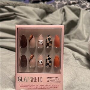Glamnetic Short Almond Press-On Nails - Brown and Orange